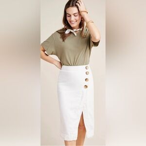 Maeve Anthropologie linen blend wrap skirt size 6 US white